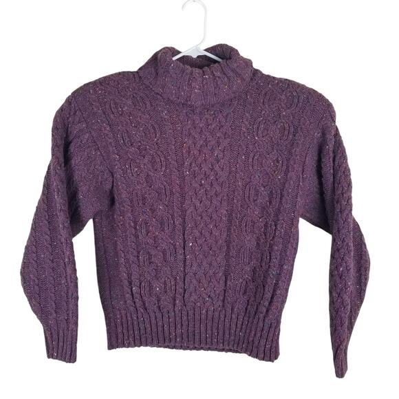 Women's LIZ SPORT Sweater Large Boucle Turtleneck Wool Blend Pullover Purple - Picture 1 of 6